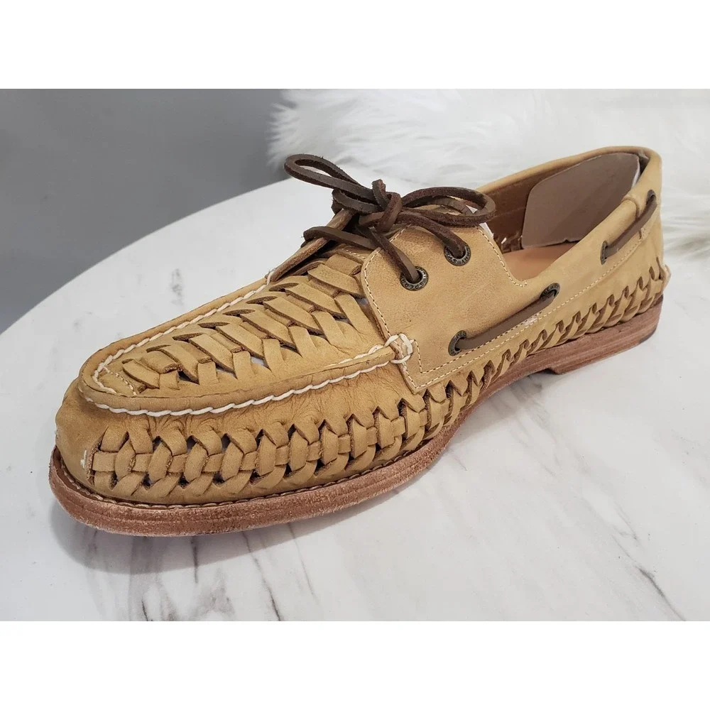 NEW NO BOX Sperry Gold‎ Cup Woven Tan Brown Bronze 2 Eye Boat Shoes SIZE 12